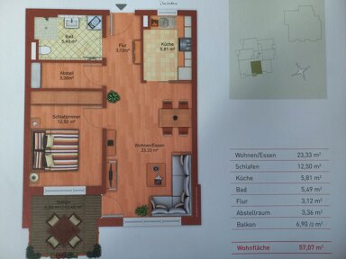 Wohnung zur Miete 625 € 2 Zimmer 57 m² 1. Geschoss frei ab sofort Hauptstr. 14 Velden Velden 84149