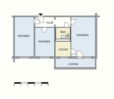 Wohnung zur Miete 309 € 3 Zimmer 69,6 m² 8. Geschoss Atelierstraße 3 Datzeviertel Neubrandenburg 17034