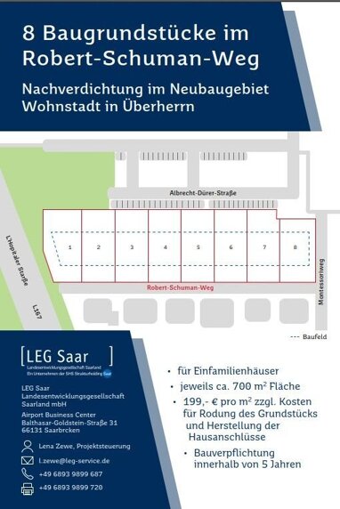 Grundstück zum Kauf provisionsfrei 199 € 700 m² Grundstück Robert-Schuman-Weg Wohnstadt Überherrn 66802