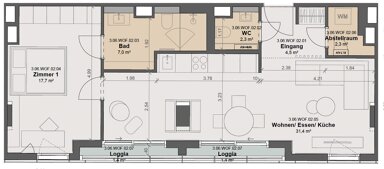 Wohnung zur Miete 3.000 € 2 Zimmer 68 m² 6. Geschoss Junghofstrasse 5 Innenstadt Frankfurt am Main 60315