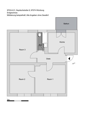 Wohnung zur Miete 614 € 3 Zimmer 68,9 m² EG frei ab 01.02.2025 Nopitschstraße 8 Frauenland Würzburg 97074