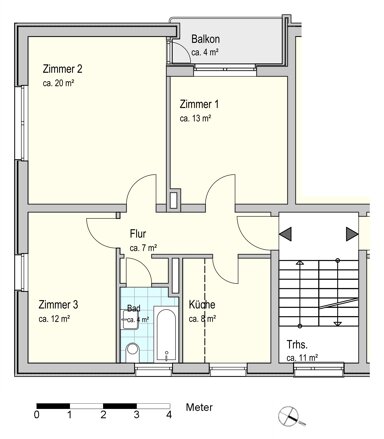 Wohnung zur Miete 567 € 3 Zimmer 65,7 m² 1. Geschoss frei ab 01.04.2025 Oederstraße 30 Friedrich-August-Platz Oldenburg 26121