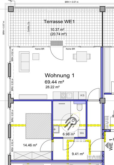 Terrassenwohnung zur Miete 764 € 2 Zimmer 69,4 m² 2. Geschoss Fürstenstraße 63-65 Sonnenberg 215 Chemnitz 09130