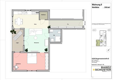 Wohnung zur Miete 1.104 € 2 Zimmer 78,8 m² 1. Geschoss frei ab sofort Adolf-Kolping-Str. 17 Ettlingen - Kernstadt 1 Ettlingen 76275