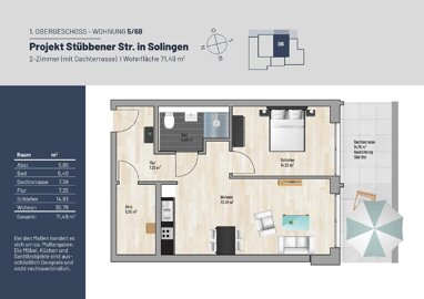 Wohnung zum Kauf 299.000 € 2 Zimmer 71 m² Stübbener Straße 76 Foche - Demmeltrath - Fuhr Solingen 42719