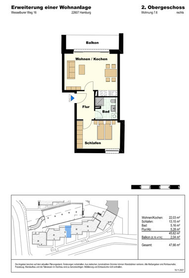 Wohnung zum Kauf 357.500 € 2 Zimmer 47,7 m² Wesselburer Weg 16 Osdorf Hamburg 22549