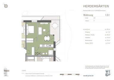 Wohnung zum Kauf Provisionsfrei 470.000 € 2 Zimmer 65 m² 3. Geschoss Herderstraße 4, 6, 8 West, Hausstätt 251 Rosenheim 83024