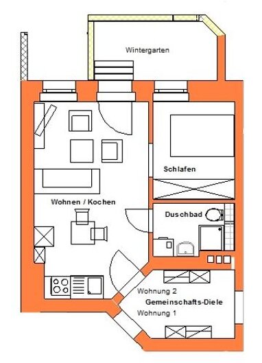 Wohnung zur Miete 299 € 1,5 Zimmer 38 m² Erdgeschoss Südstadt Görlitz 02826