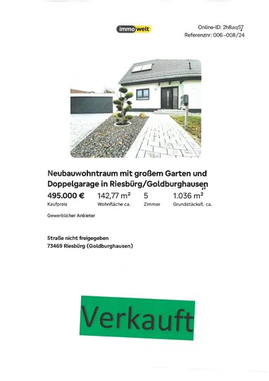 Einfamilienhaus zum Kauf 495.000 € 5 Zimmer 142,8 m² 1.036 m² Grundstück frei ab sofort Goldburghausen Riesbürg 73469