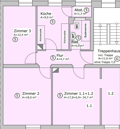 Wohnung zur Miete 863 € 3,5 Zimmer 75 m² 2. Geschoss frei ab 01.01.2025 Peyer Str. 24 Eberhardshof Nürnberg 90429