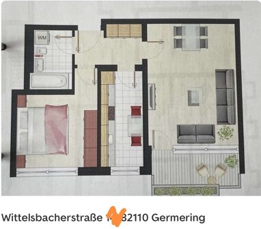 Wohnung zur Miete 950 € 2 Zimmer 58 m² 6. Geschoss Wittelsbacher Straße Neugermering Germering 82110