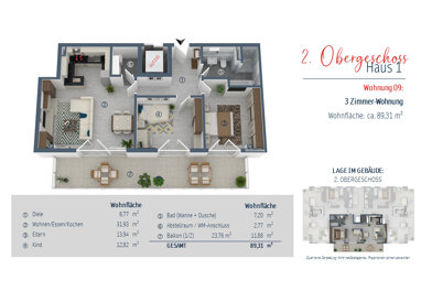 Wohnung zum Kauf Provisionsfrei 859.000 € 3 Zimmer 89,3 m² 2. Geschoss Bürgermeister-Krug-Weg 1 + 3 Olching Olching 82140