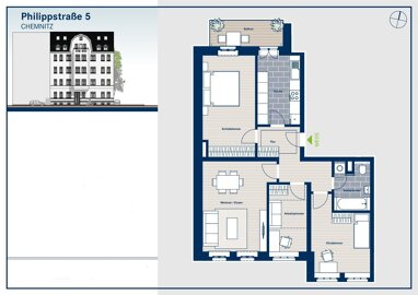 Wohnung zur Miete 474,60 € 4 Zimmer 90,4 m² 1. Geschoss Philippstraße 5 Sonnenberg 211 Chemnitz 09130