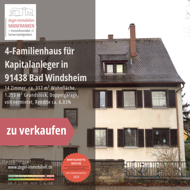 Mehrfamilienhaus zum Kauf 379.000 € 14 Zimmer 317 m² 1.253 m² Grundstück Bad Windsheim Bad Windsheim 91438