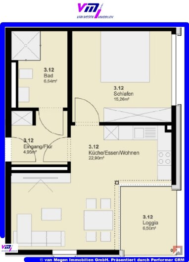 Wohnung zur Miete 650 € 2 Zimmer 53 m² frei ab 15.01.2025 Neukirchen Neukirchen-Vluyn 47506