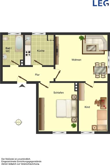 Wohnung zur Miete 569 € 3 Zimmer 61,2 m² 1. Geschoss Nelkenstraße 11 Kirchweyhe Weyhe 28844
