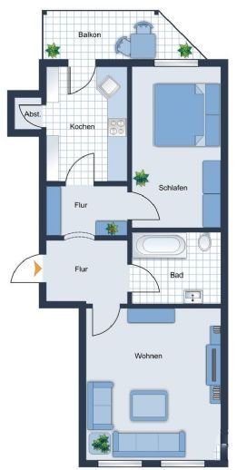 Apartment zur Miete 542 € 2 Zimmer 60 m² 2. Geschoss Nordvorstadt 155 Zwickau 08058