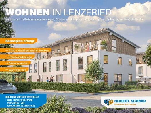 Reihenmittelhaus zum Kauf - Neubau provisionsfrei 882.000 € 5 Zimmer 147,3 m² 145 m² Grundstück Anna-Straubin-Straße Lenzfried Kempten (Allgäu) 87437