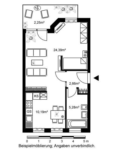 Wohnung zur Miete 441 € 1,5 Zimmer 43 m² EG Schachtstraße 8 Bergkirchenviertel Wiesbaden 65183