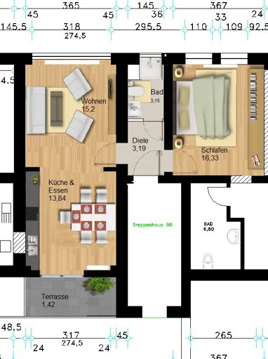 Wohnung zur Miete 450 € 2,5 Zimmer 53,7 m² EG frei ab sofort Krengelstr 98 Eppinghoven Dinslaken 46535