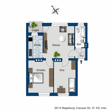 Wohnung zur Miete 1.001,89 € 5,5 Zimmer 120,7 m² frei ab 01.11.2024 Cracauer Str. 37 Siedlung Cracau Magdeburg 39114
