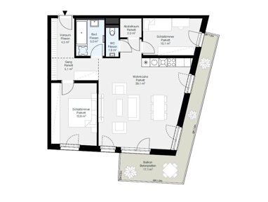 Wohnung zur Miete 929,10 € 3 Zimmer 81,4 m² 1. Geschoss Wiener Neustadt 2700