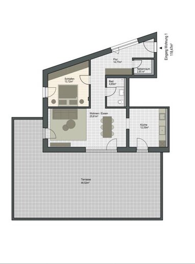 Wohnung zur Miete 1.000 € 2,5 Zimmer 118 m² 1. Geschoss Schäfflerstraße 15 Planungsbezirk 202 Straubing 94315