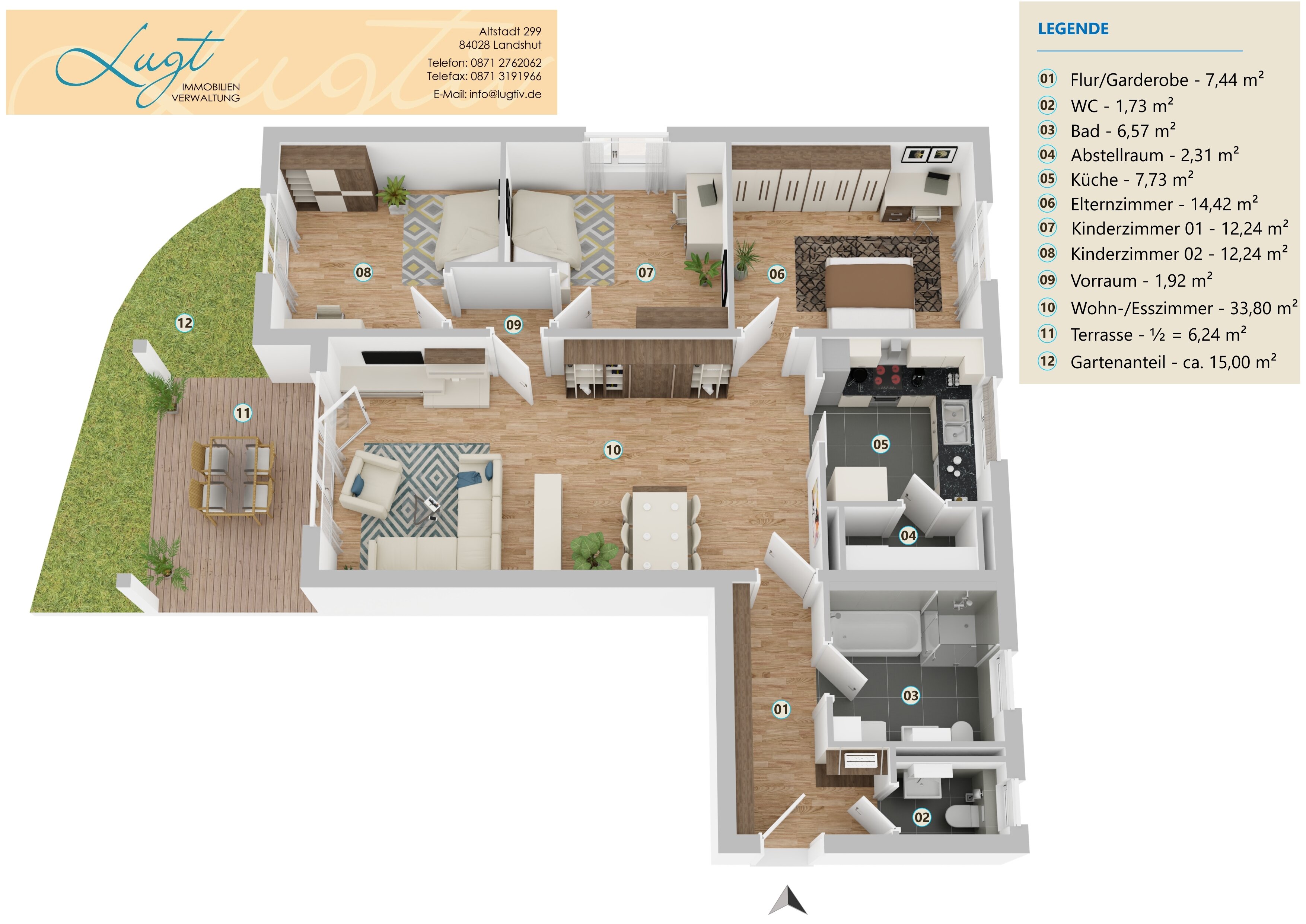 Terrassenwohnung zum Kauf provisionsfrei 787.300 € 4 Zimmer 107,2 m²<br/>Wohnfläche EG<br/>Geschoss ab sofort<br/>Verfügbarkeit Renatastraße 7 Nikola Landshut 84034