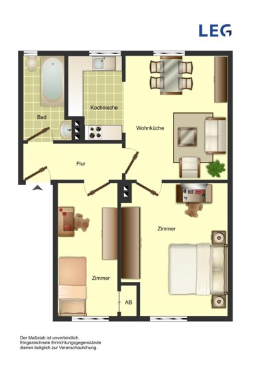 Wohnung zur Miete 379 € 2 Zimmer 48,5 m² Erdgeschoss Dinxperloer Straße 80 Efing Bocholt 46399