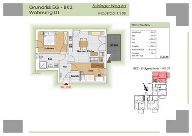 Wohnung zur Miete 386 € 3 Zimmer 70 m² EG Zeininger Weg 6a Wörth Wörth an der Donau 93086