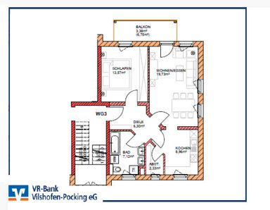 Wohnung zur Miete 566 € 2 Zimmer 59 m² 1. Geschoss Windorf Windorf 94575