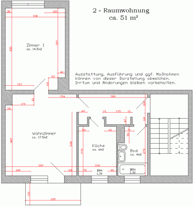 Wohnung zur Miete 350 € 2 Zimmer 50,2 m² 2. Geschoss Franzstraße 135 Innerstädtischer Bereich Mitte 20 Dessau-Roßlau 06842