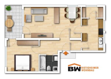 Wohnung zum Kauf 199.000 € 2 Zimmer 63,7 m² Erdgeschoss Pestalozzistraße 2 Metterzimmern Bietigheim-Bissingen / Metterzimmern 74321