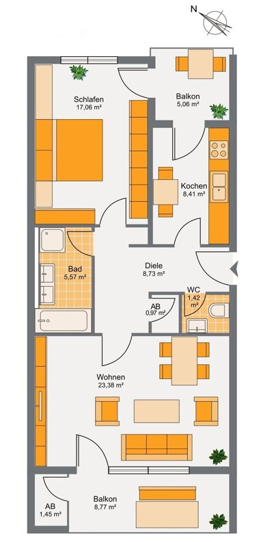 Wohnung zur Miete 980 € 2 Zimmer 74 m² 1. Geschoss Ringelbach Reutlingen 72762