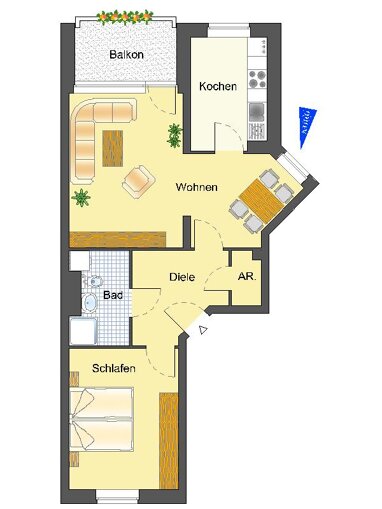 Wohnung zur Miete nur mit Wohnberechtigungsschein 344,81 € 2 Zimmer 63 m² 2. Geschoss Lippestraße 34 Süd Recklinghausen 45663