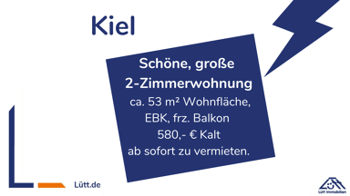 Wohnung zur Miete 580 € 2 Zimmer 53 m² 1. Geschoss frei ab sofort Exerzierplatz Kiel 24103