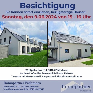 Reihenendhaus zum Kauf Provisionsfrei 559.500 € 6 Zimmer 122 m² 317 m² Grundstück Westphalenweg 14 Schloß Neuhaus Paderborn 33104