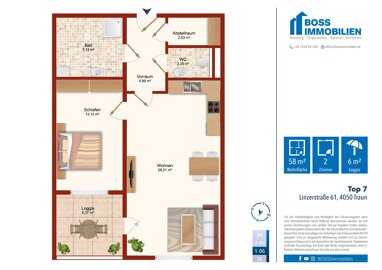 Wohnung zum Kauf 278.000 € 2 Zimmer 58,3 m² 1. Geschoss Linzerstraße 61 Traun 4050