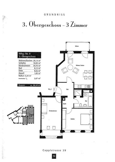 Wohnung zum Kauf 285.000 € 3 Zimmer 88,2 m² 3. Geschoss frei ab 01.08.2024 Coppistraße 39 Gohlis - Mitte Leipzig 04157