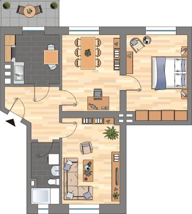 Wohnung zur Miete 449 € 2 Zimmer 56,2 m² 2. Geschoss Mühlenstraße 24 Gaarden - Ost Bezirk 2 Kiel 24143