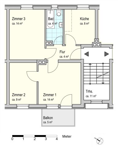 Wohnung zur Miete 451 € 3 Zimmer 54,8 m² 1. Geschoss frei ab 01.02.2025 Liegnitzer Straße 10 Dietrichsfeld Oldenburg 26127