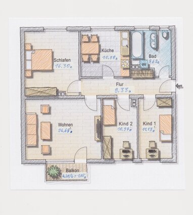 Wohnung zum Kauf 336.000 € 4 Zimmer 92 m² 3. Geschoss Steppach Neusäß 86356